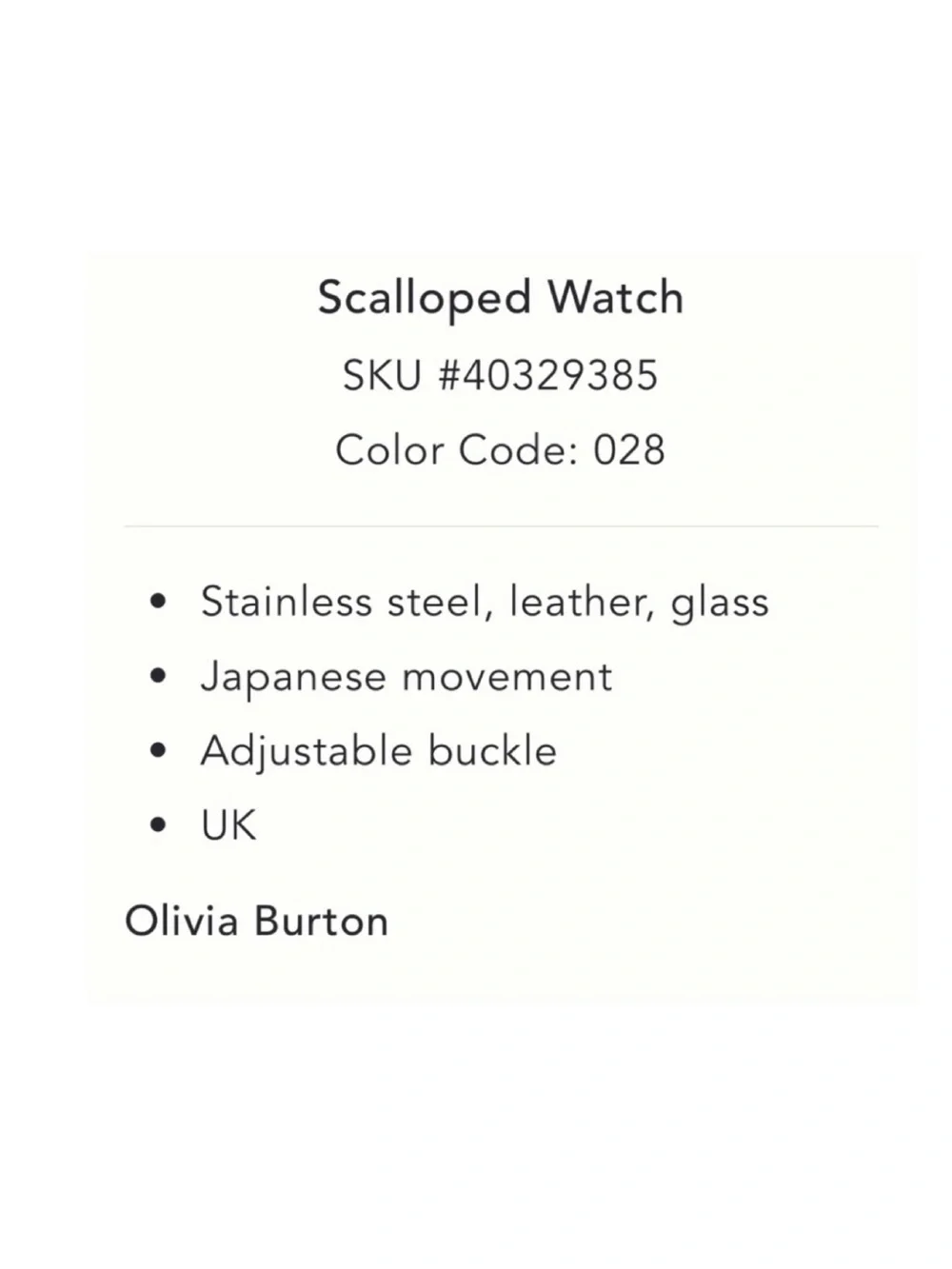 NWOT** Anthropologie Olivia Burton Scalloped Watch  **Needs Battery